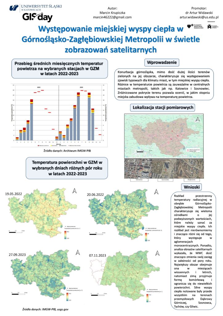 Marcin KRUPICZKA Występowanie miejskiej wyspy ciepła w Górnośląsko-Zagłębiowskiej Metropolii w świetle zobrazowań satelitarnych