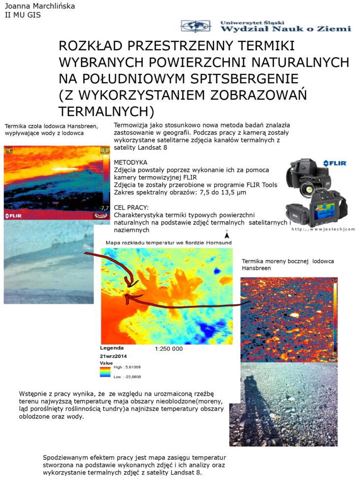 Joanna MARCHLIŃSKA Rozkład przestrzenny termiki wybranych powierzchni naturalnych na południowym Spitsbergenie (z wykorzystaniem zobrazowań termalnych)